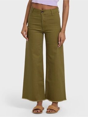 NWT Billabong Free Fall High-Waist Twill Pants in Martini Olive